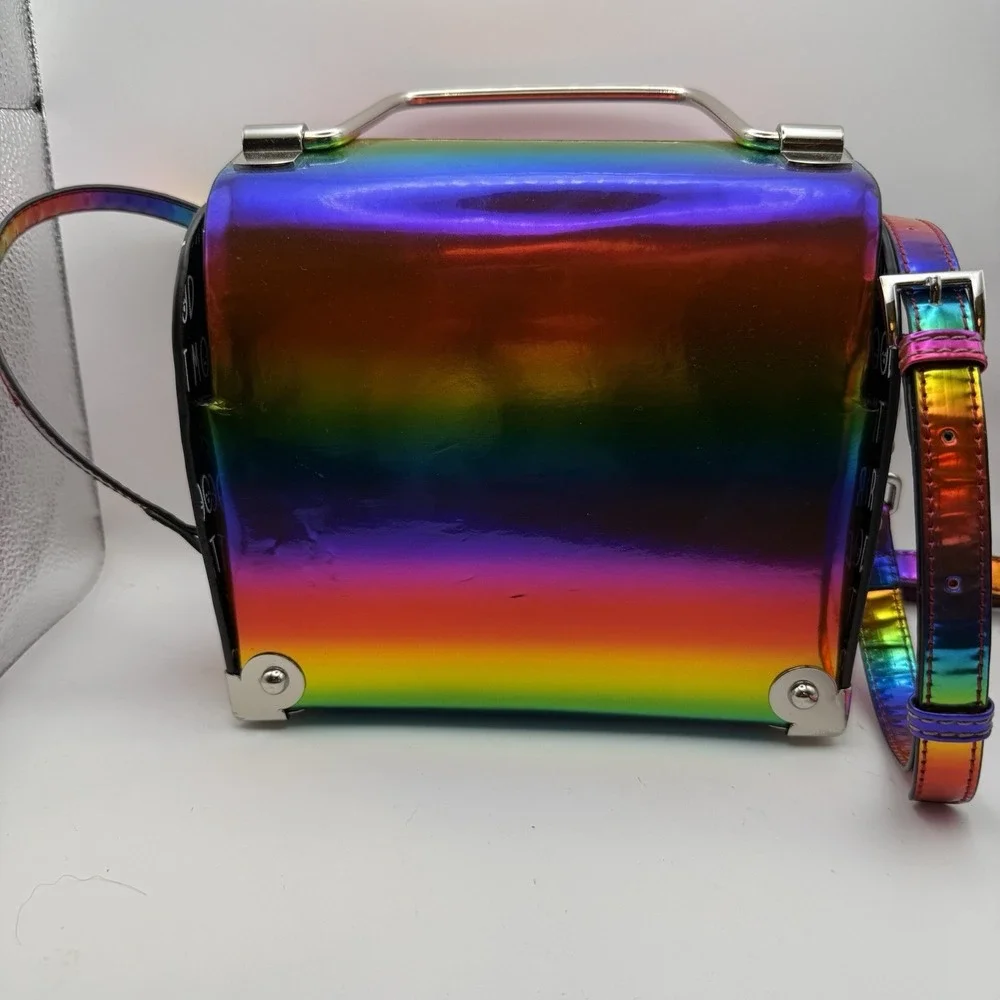 Current Mood 90's Rainbow Buckle‎ Hard Case Purse Dolls Kill Silver Studs